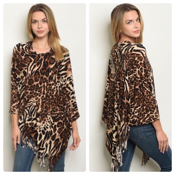 Love & Vine Sweaters - ❤️Fun leopard print poncho